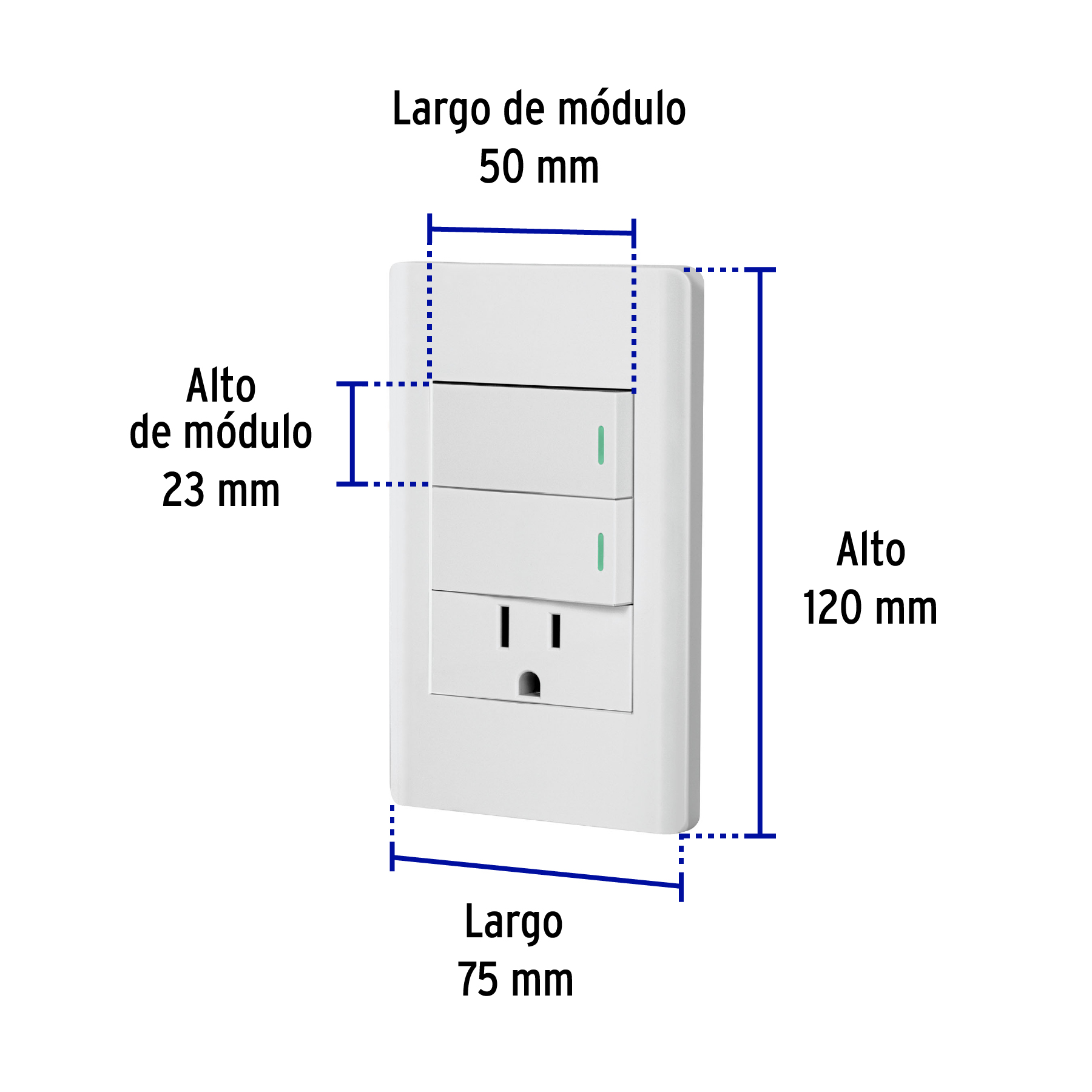 Placa Armada 2 apagadores 1 Contacto Lisboa Blanco