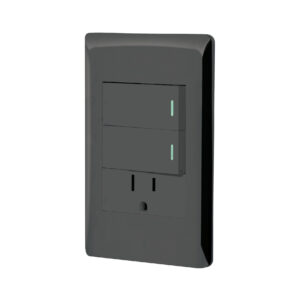 Placa Armada 2 apagadores 1 Contacto Lisboa Negro