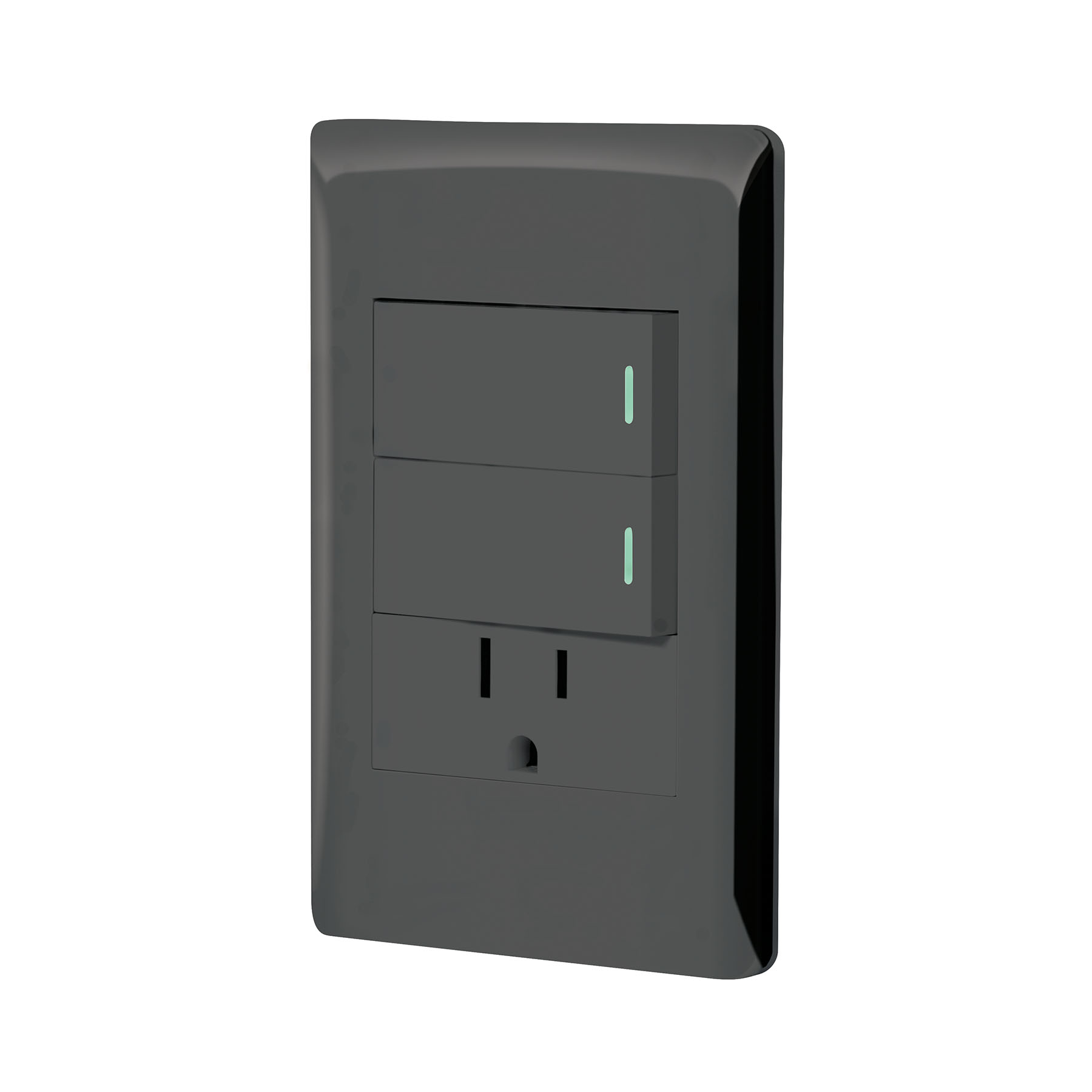 Placa Armada 2 apagadores 1 Contacto Lisboa Negro