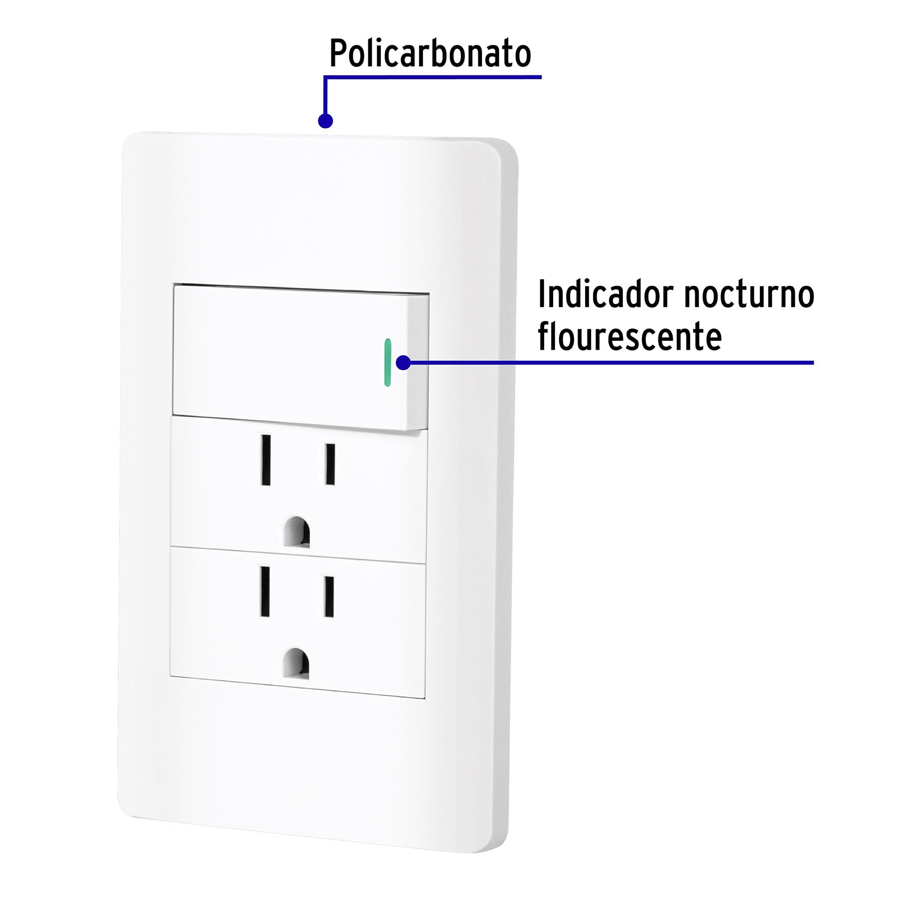 Placa Armada Apagador y Doble Contacto Lisboa Blanco