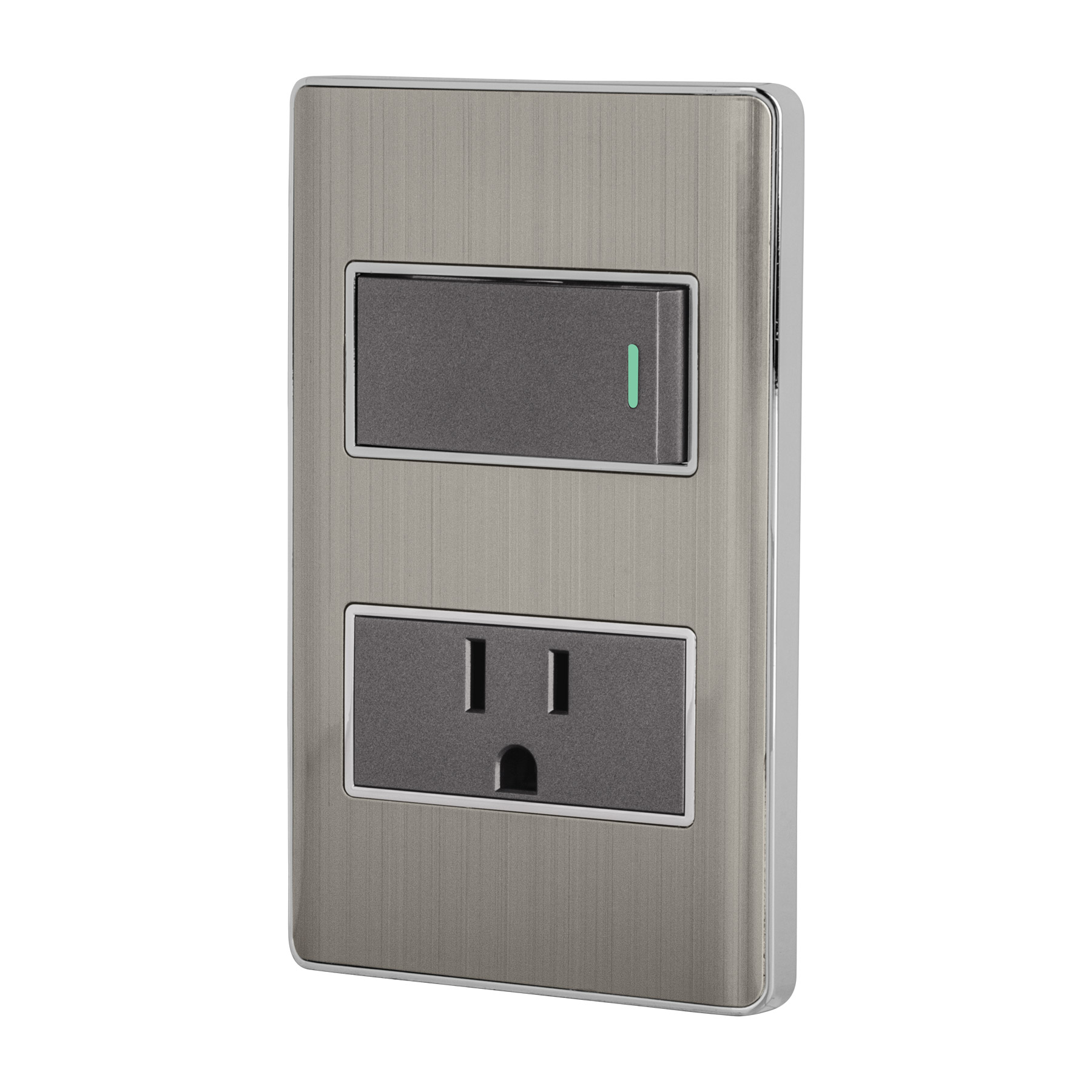 Placa Armada Apagador y Contacto Acero Inoxidable Lisboa