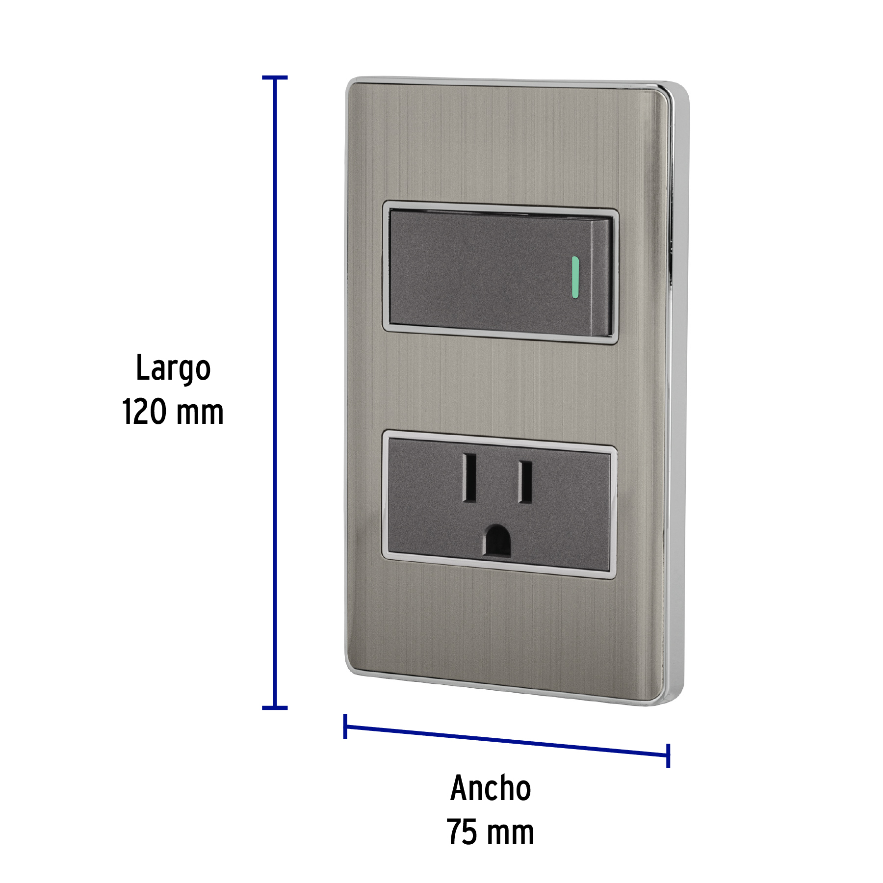 Placa Armada Apagador y Contacto Acero Inoxidable Lisboa