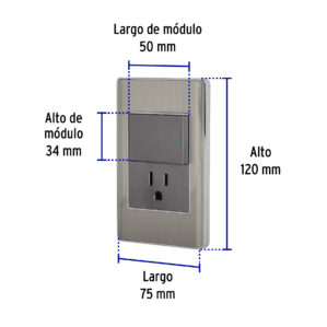 Placa Armada Apagador y Contacto Grande Lisboa Acero Inoxidable