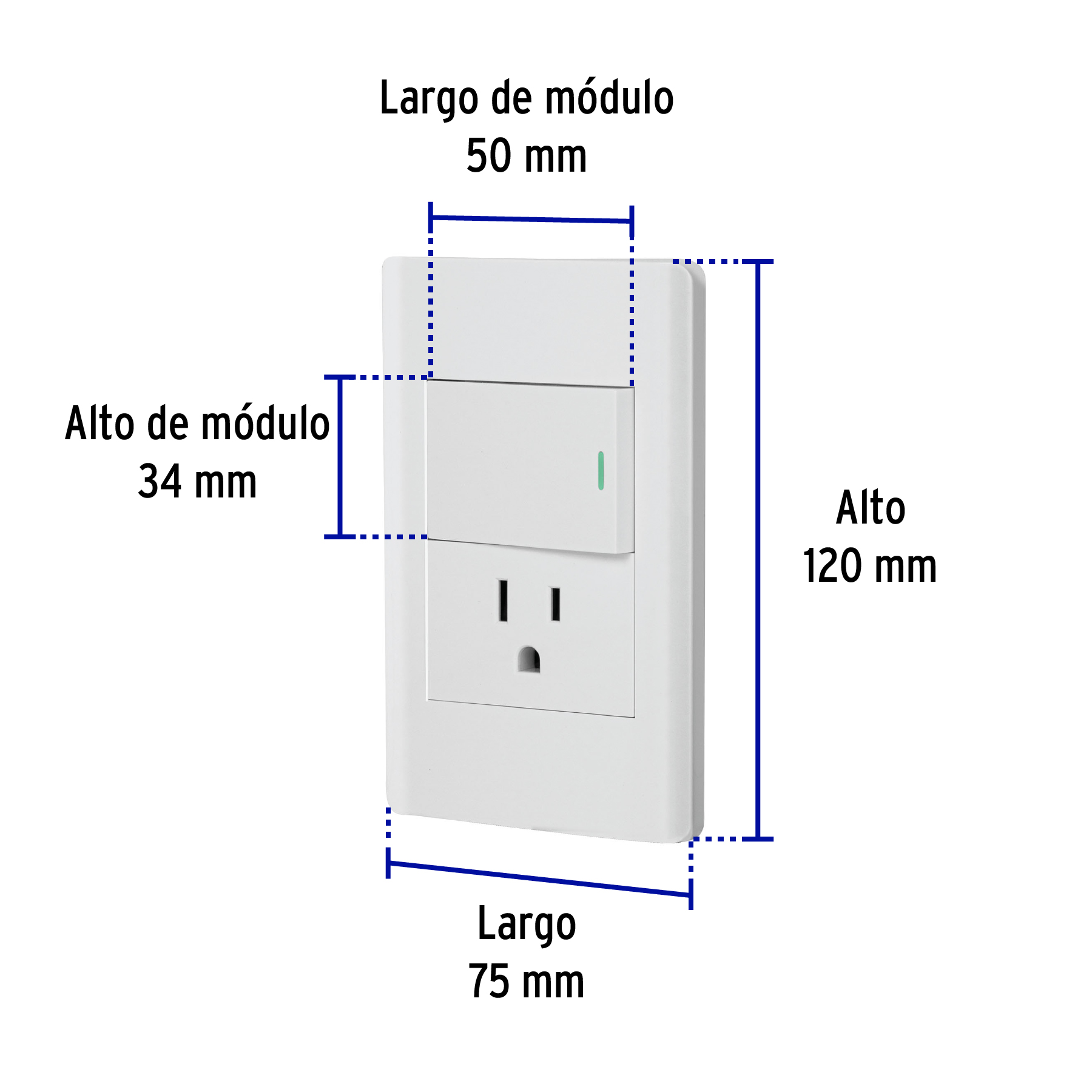 Placa Armada Apagador y Contacto Grande Lisboa Blanco