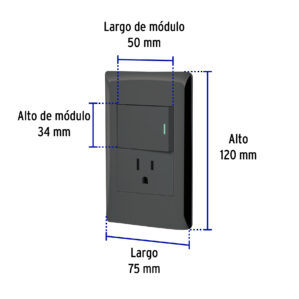 Placa Armada Apagador y Contacto Grande Lisboa Negro