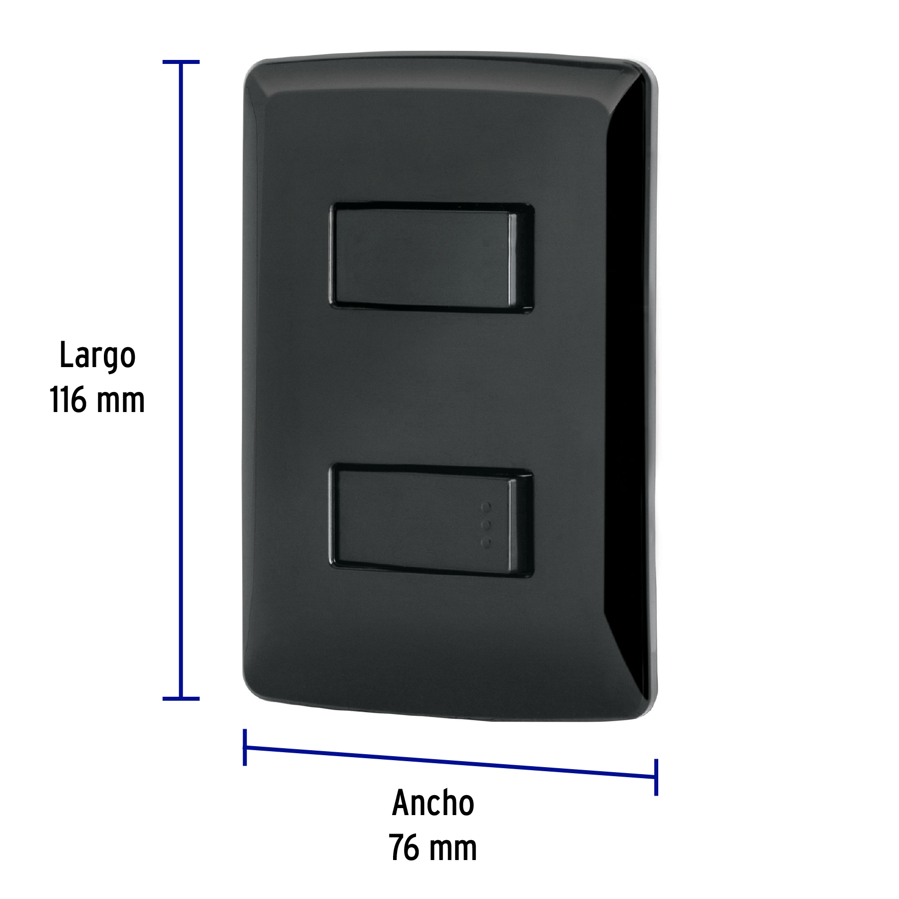 Placa Armada 1 Interruptor 1 Escalera Negro Linea Italiana