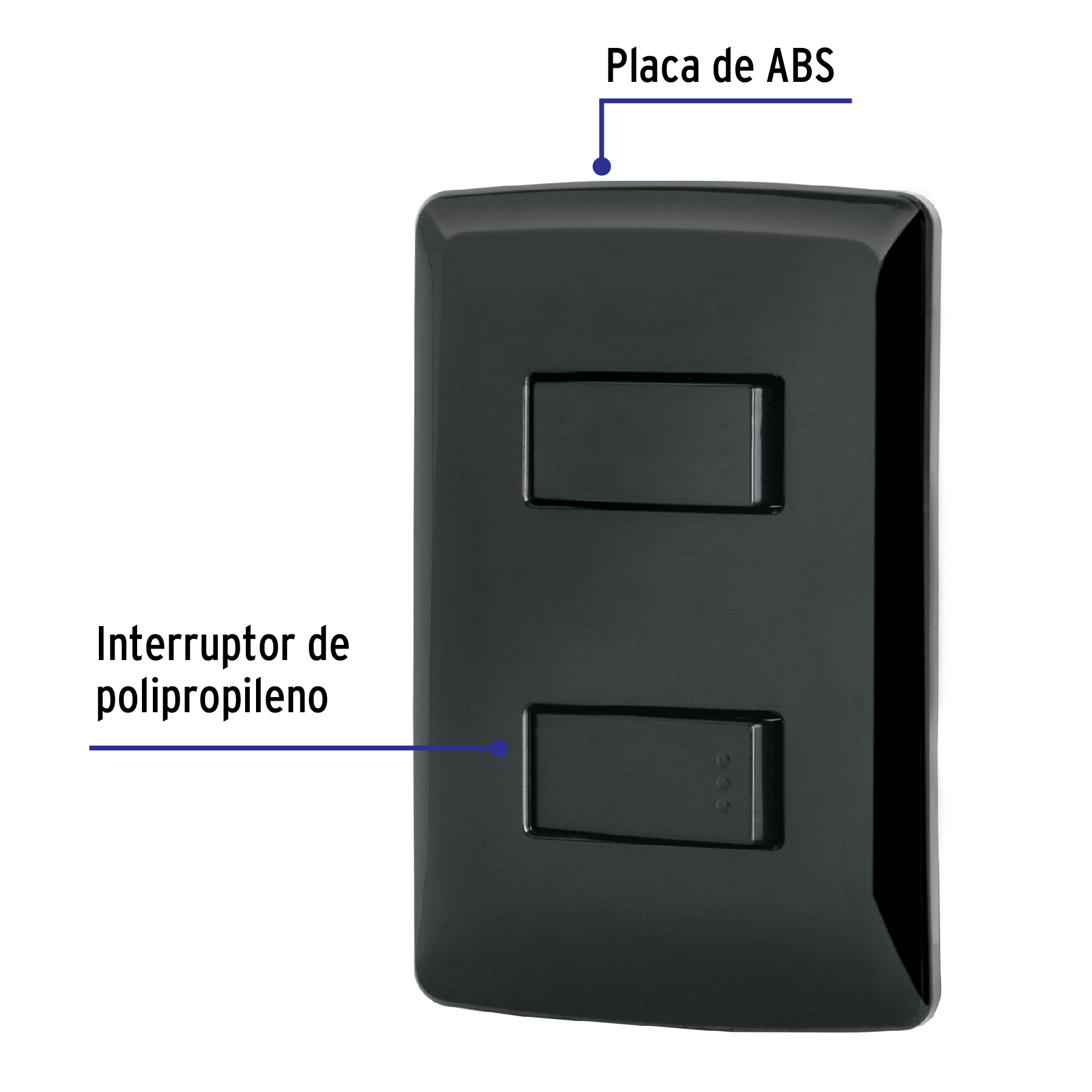 Placa Armada 1 Interruptor 1 Escalera Negro Linea Italiana