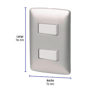 Placa Armada 2 Apagadores Plata Linea Italiana