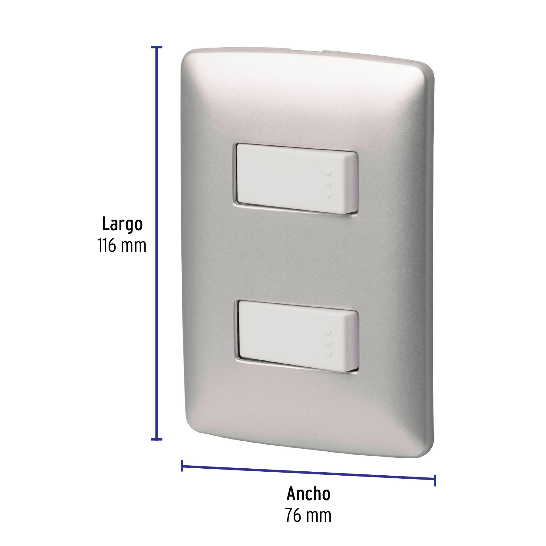 Placa Armada 2 Apagadores Plata Linea Italiana