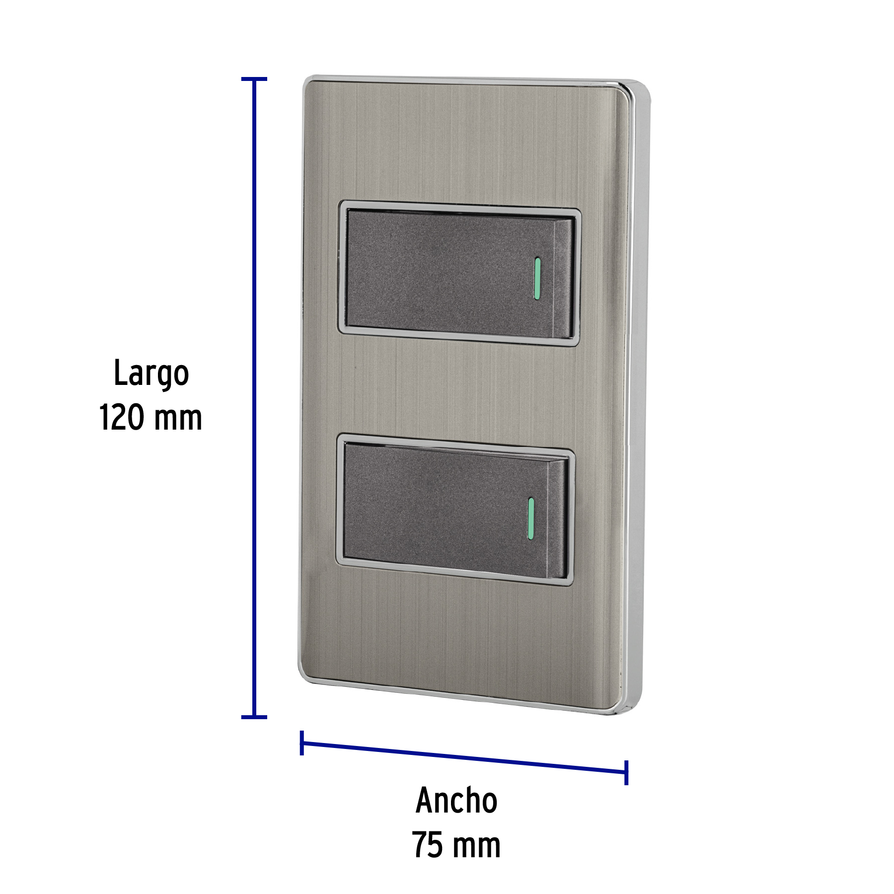 Placa Armada Doble Apagador Acero Inoxidable Lisboa