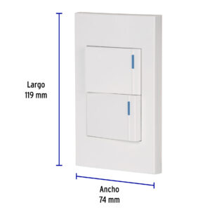 Placa Armada 2 Interruptores 1 de Escalera 3 Vias Española Blanco