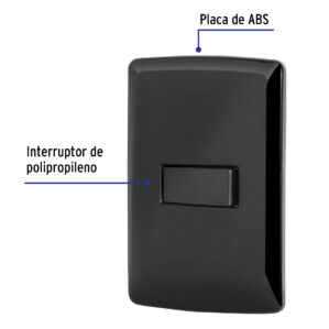 Placa Armada 1 Interruptor Sencillo Negro Linea Italiana
