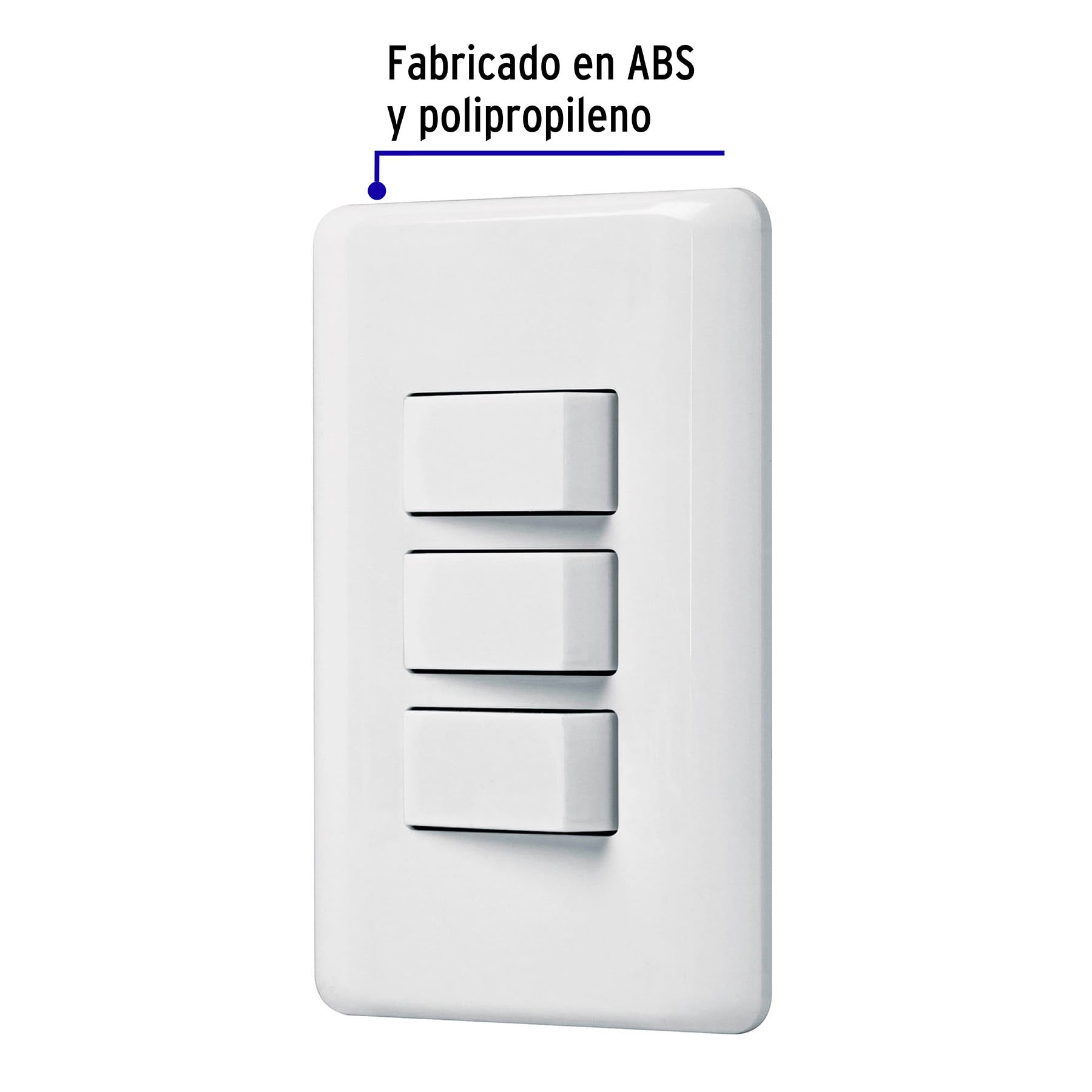 Placa armada con 3 interruptores sencillos Volteck Basic