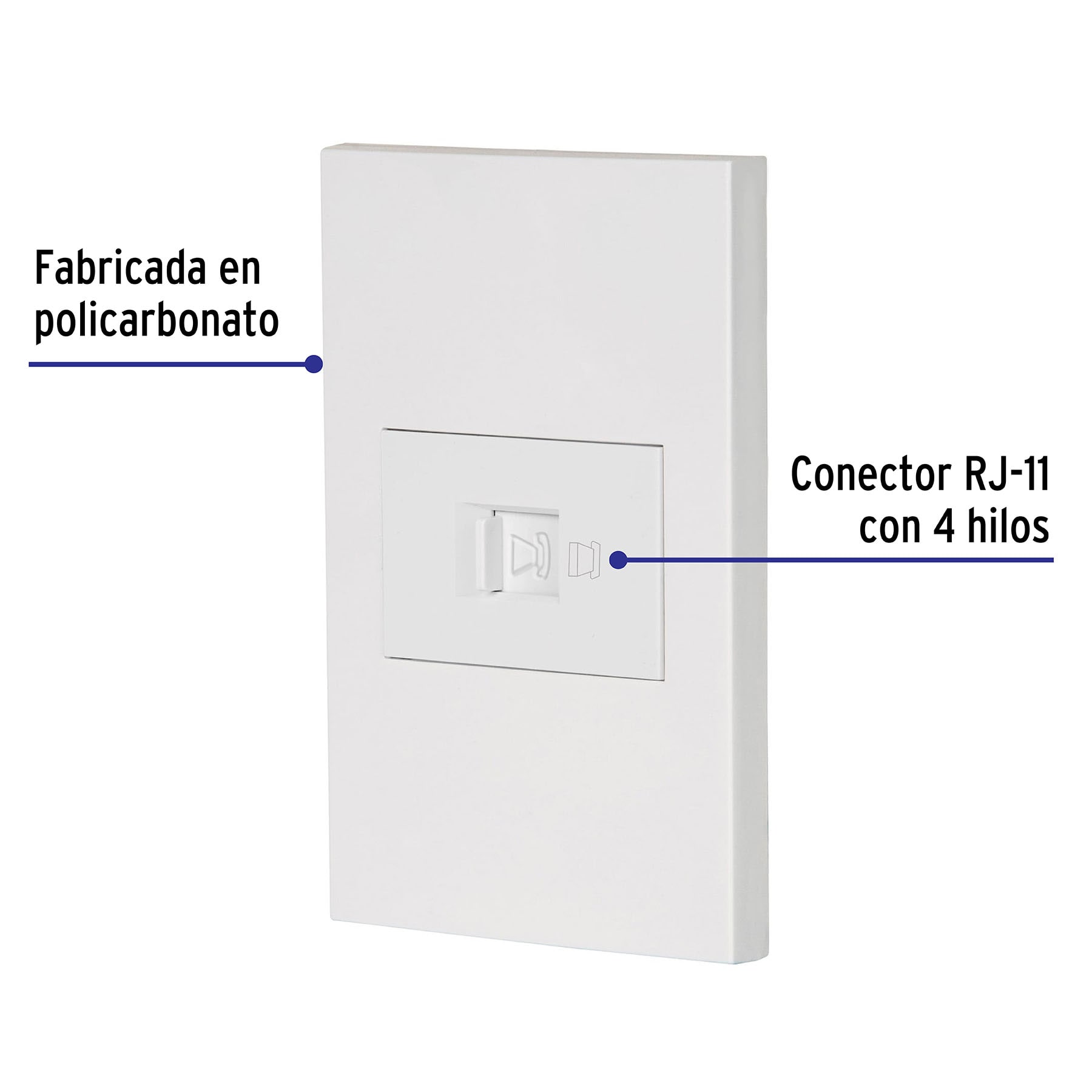 Placa armada 1 toma para telefono 1.5 mod Española blanco