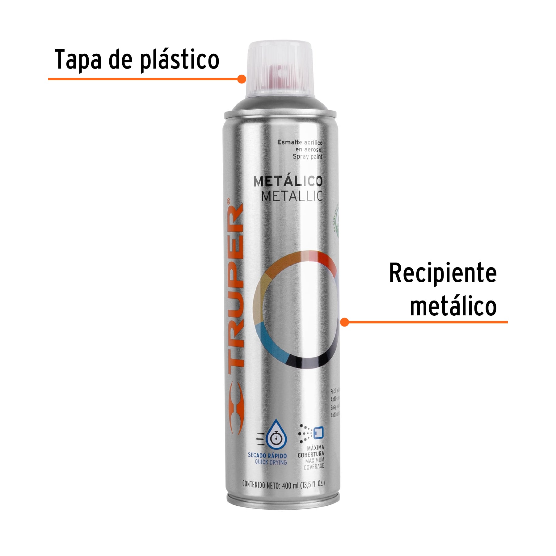 Pintura en aerosol Metalica Plata Truper