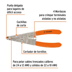 Pinza pelacables 8" Calibre 12 a 24aws