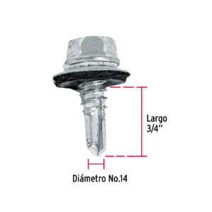 Pija hexagonal punta broca rondana 3/4" bolsa 100 pzas