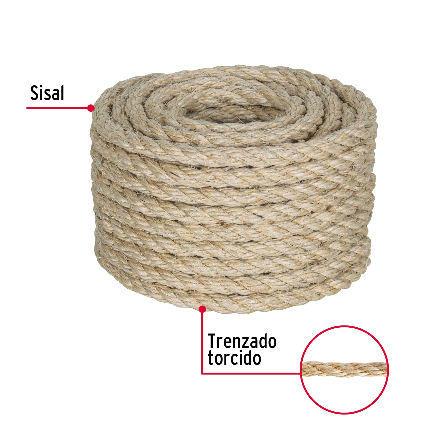 Cuerda Piola de Sisal de 10mm x 15m Natural