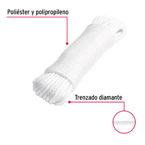 Piola de poliester diamante de 4mm 15m blanca Fiero