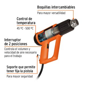 Pistola de calor aire profesional de 2000w