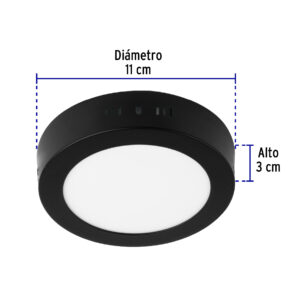 Lampara de LED 6w de Sobreponer luz de dia negro