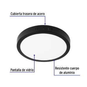 Lampara de LED 18w de Sobreponer luz de dia negro