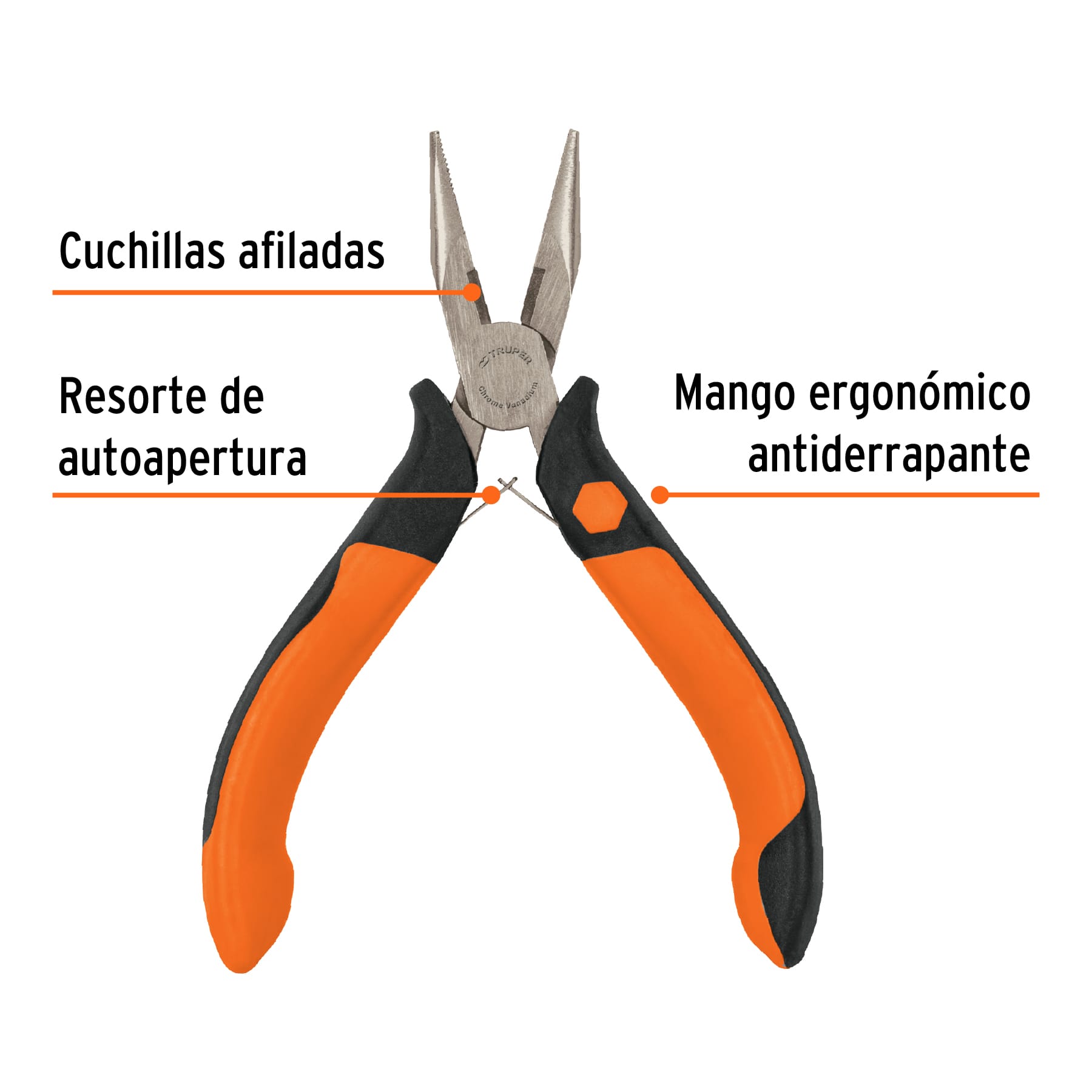 Pinza de punta y corte 5" mango comfort grip Truper