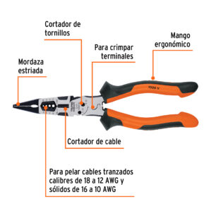 Pinza multiuso 8" punta corte electricista Truper