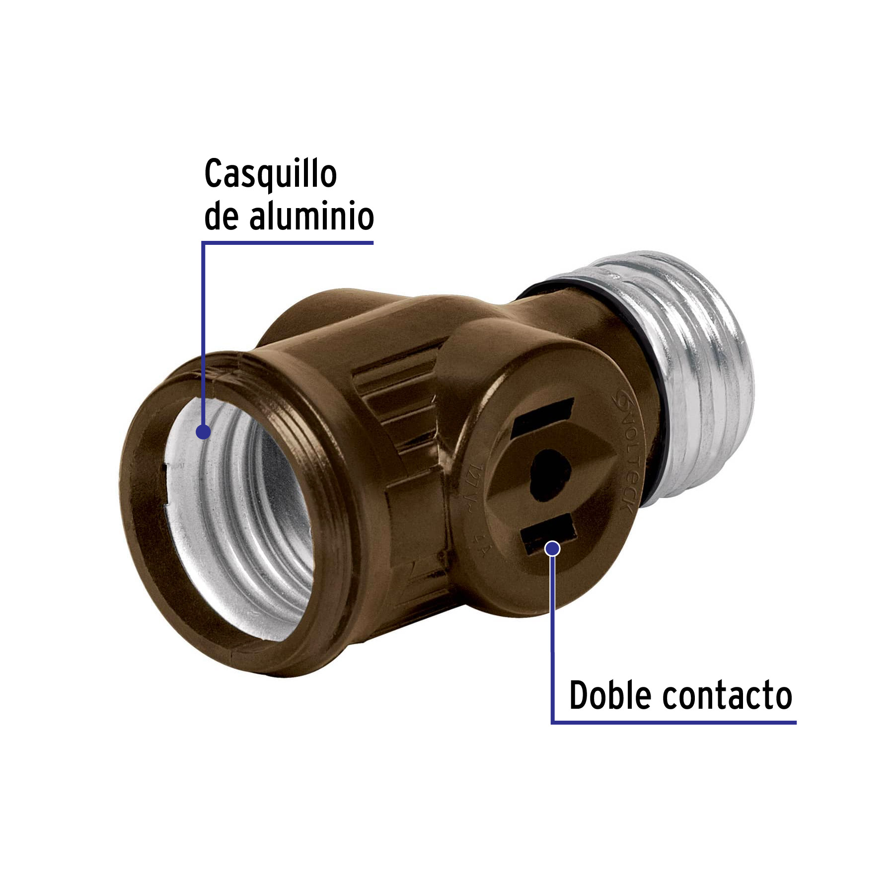 Portalampara socket de baquelita doble contacto Volteck