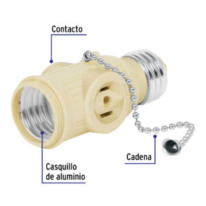 Portalampara socket de baquelita con interruptor de cadena Volteck
