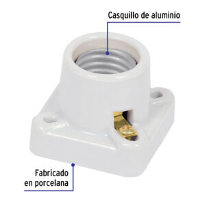 Portalampara de porcelana cuadrado Volteck