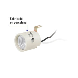 Portalampara socket de porcelana tipo escuadra