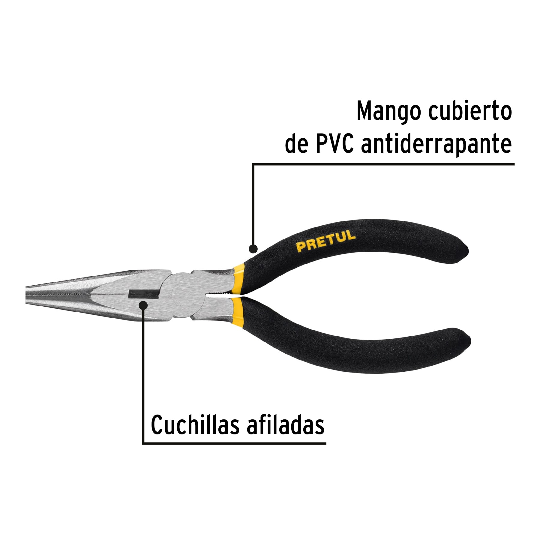 Pinza de punta y corte 6" Pretul