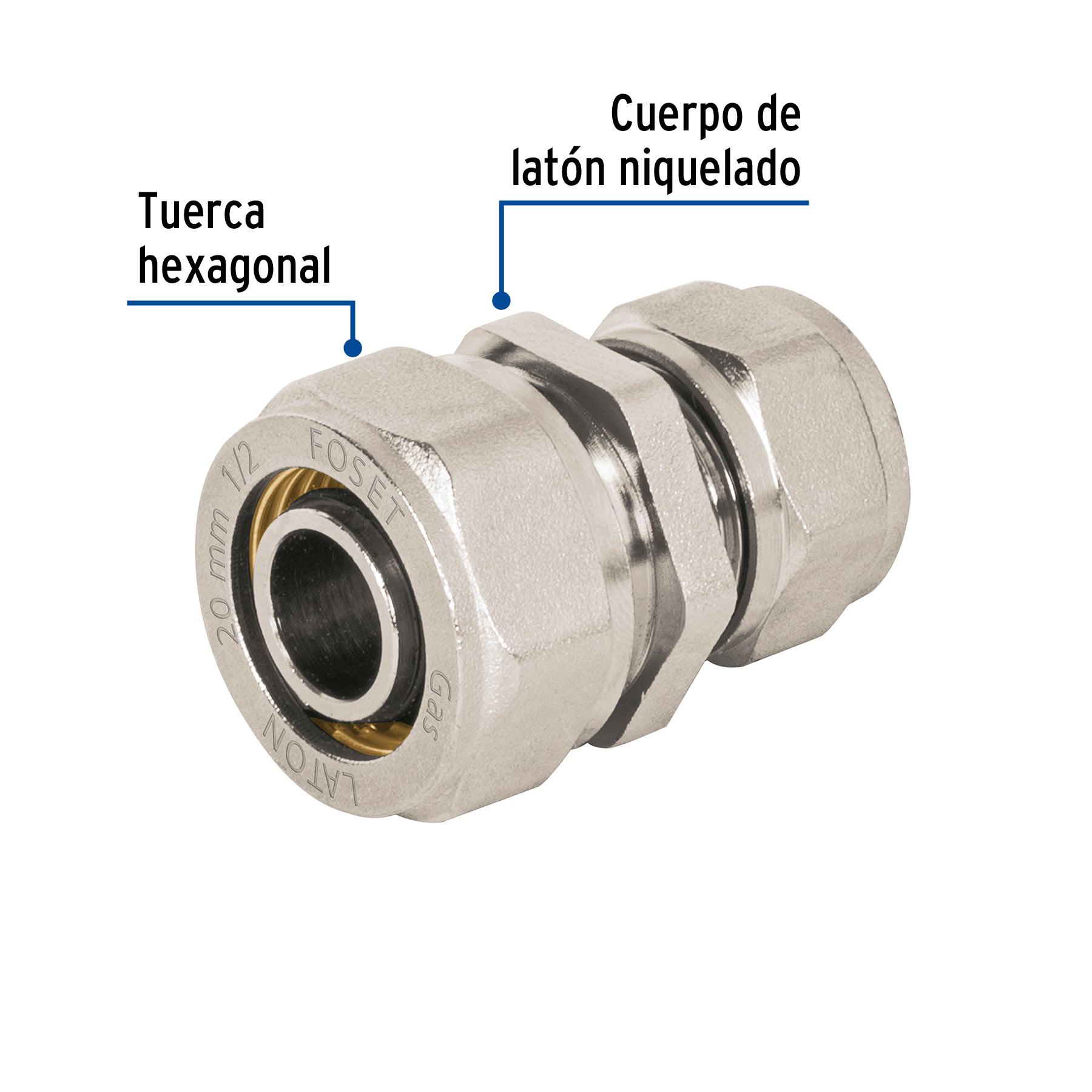 Cople de compresion reducido para PEALPE 1/2" x 3/8' Foset