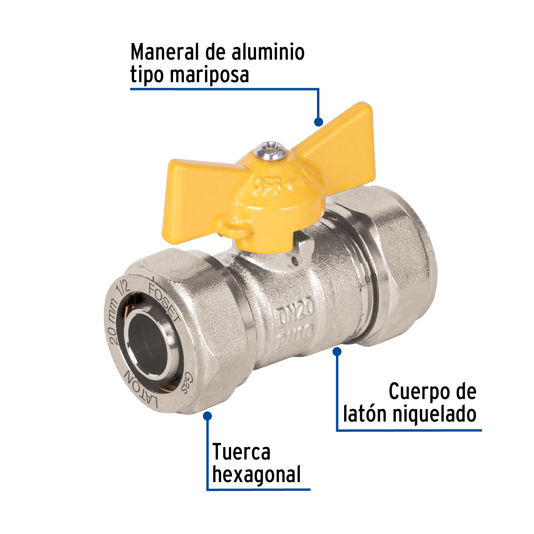 Valvula esfera para PE AL PE 1/2" Foset