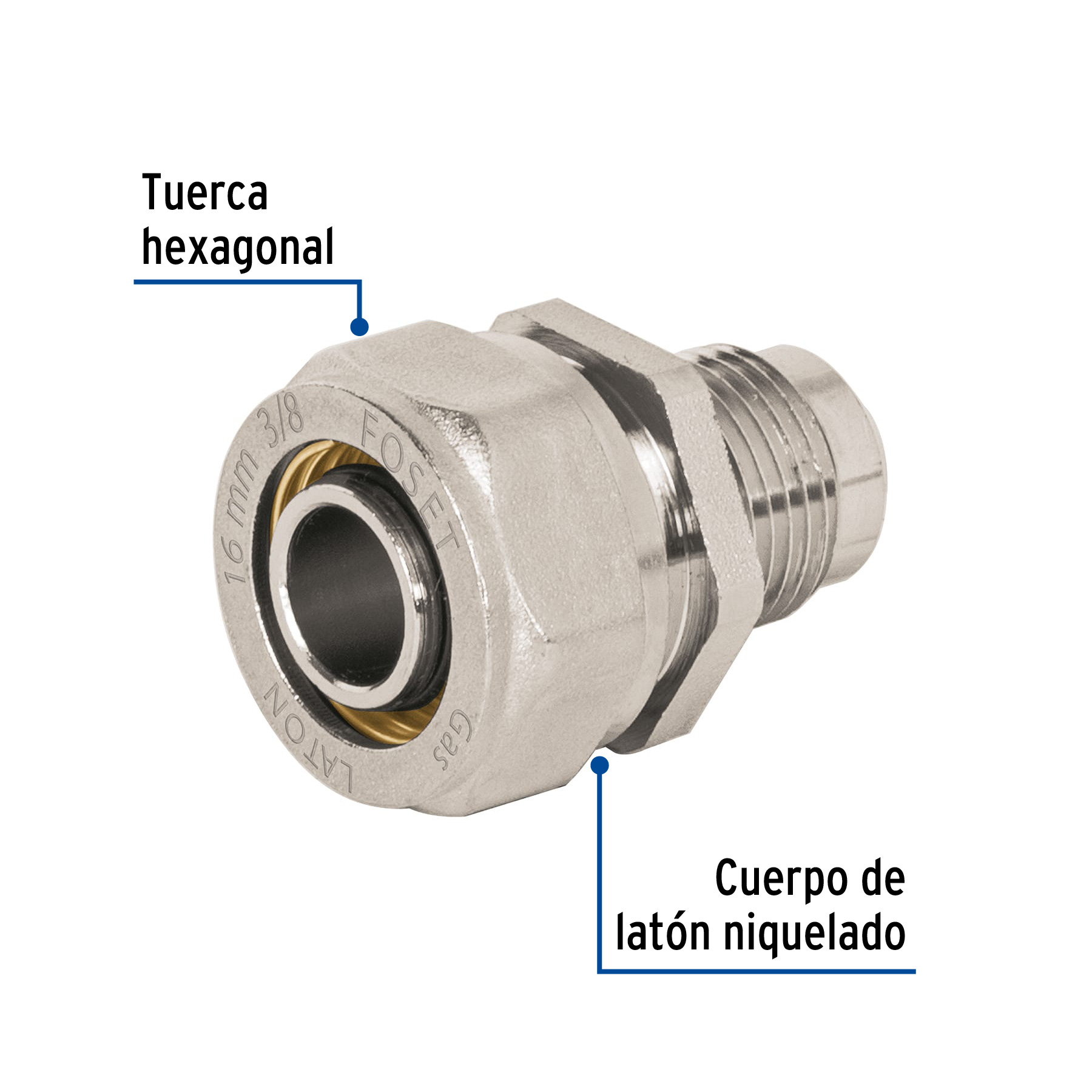 Conector para PEALPE 3/8" a flare 3/8" Foset