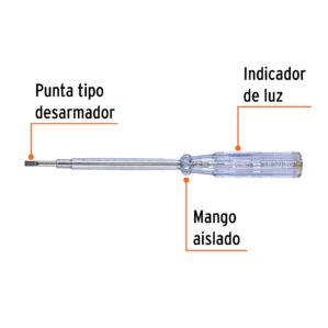 Probador corriente alterna hasta 500vca tipo desarmador 19cm