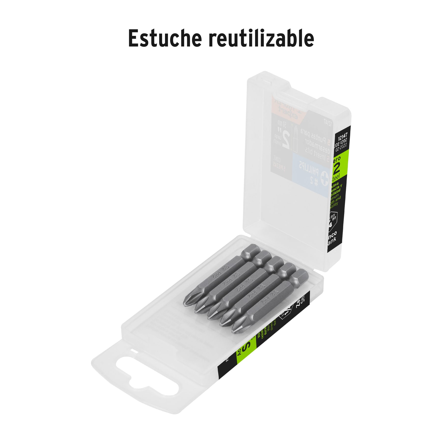 Puntas Cruz Phillips PH2 de 2" Pack 5 piezas