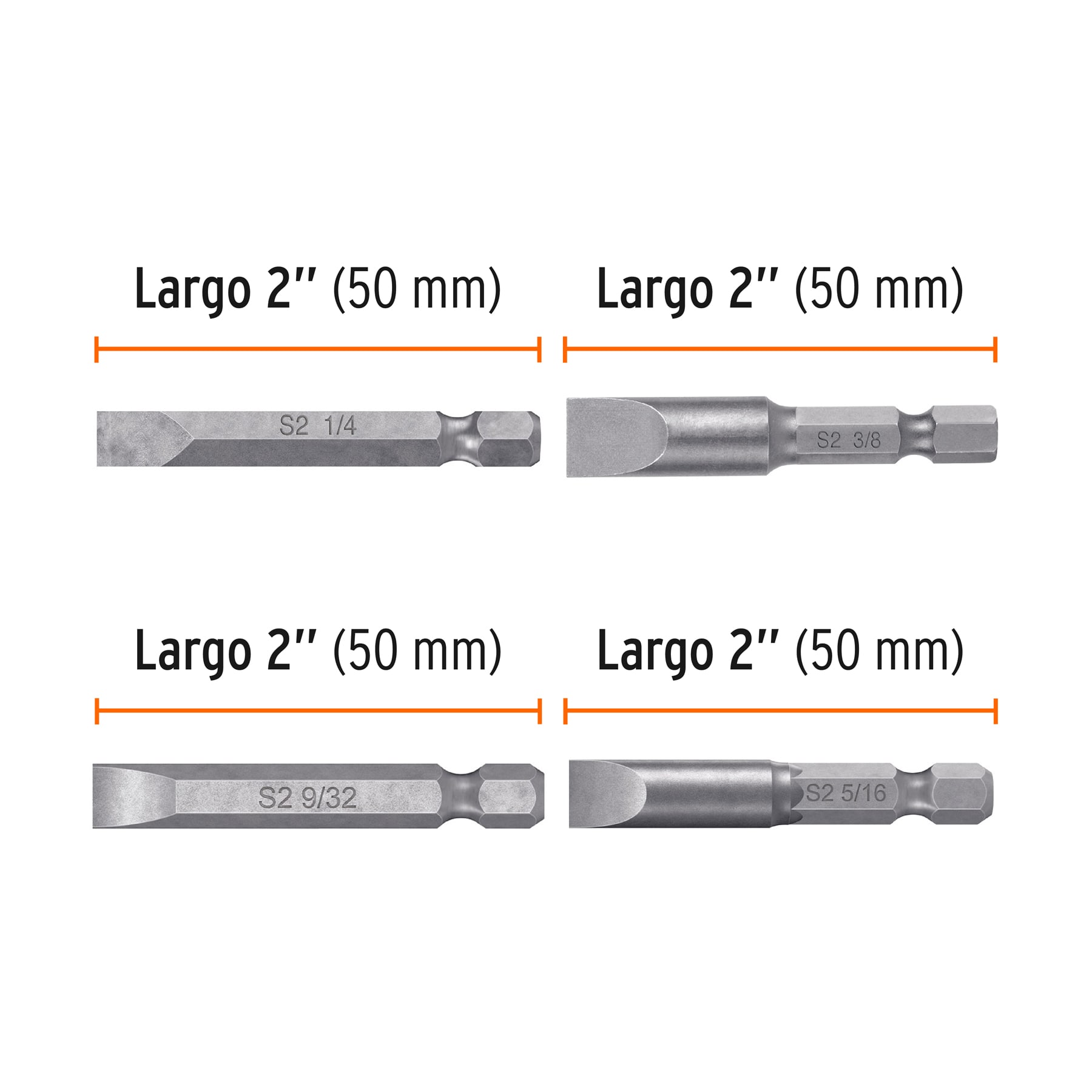Pack de 5 Puntas planas combinadas Largo de 2"