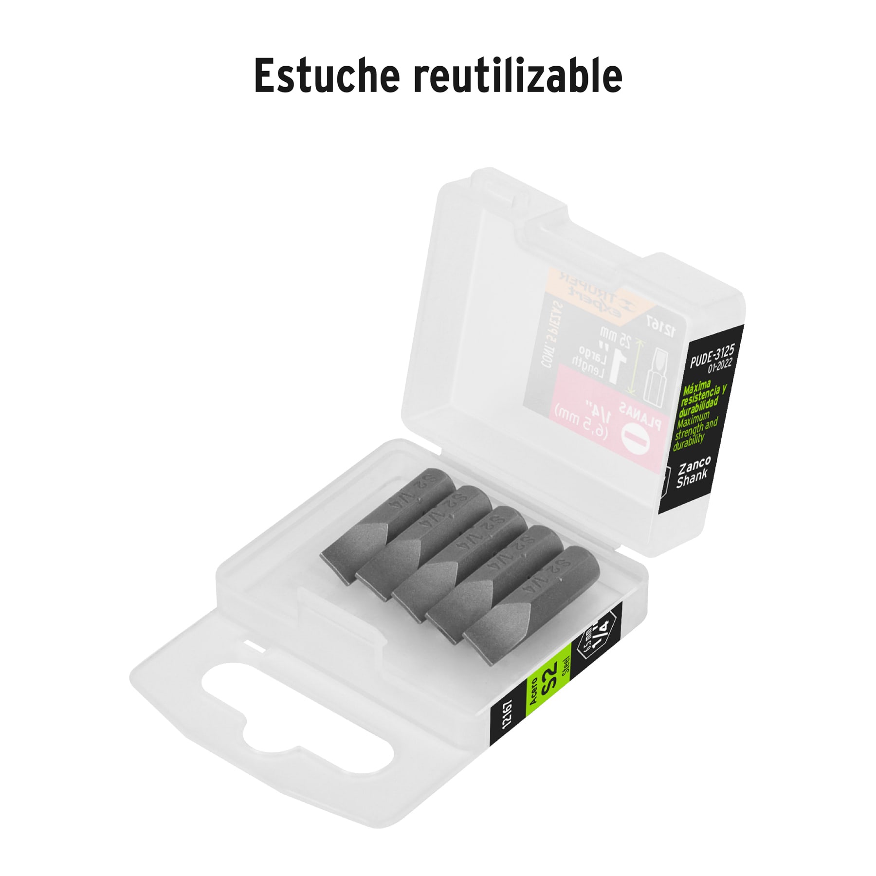 Pack de 5 Puntas planas de 1/4" Largo de 1"