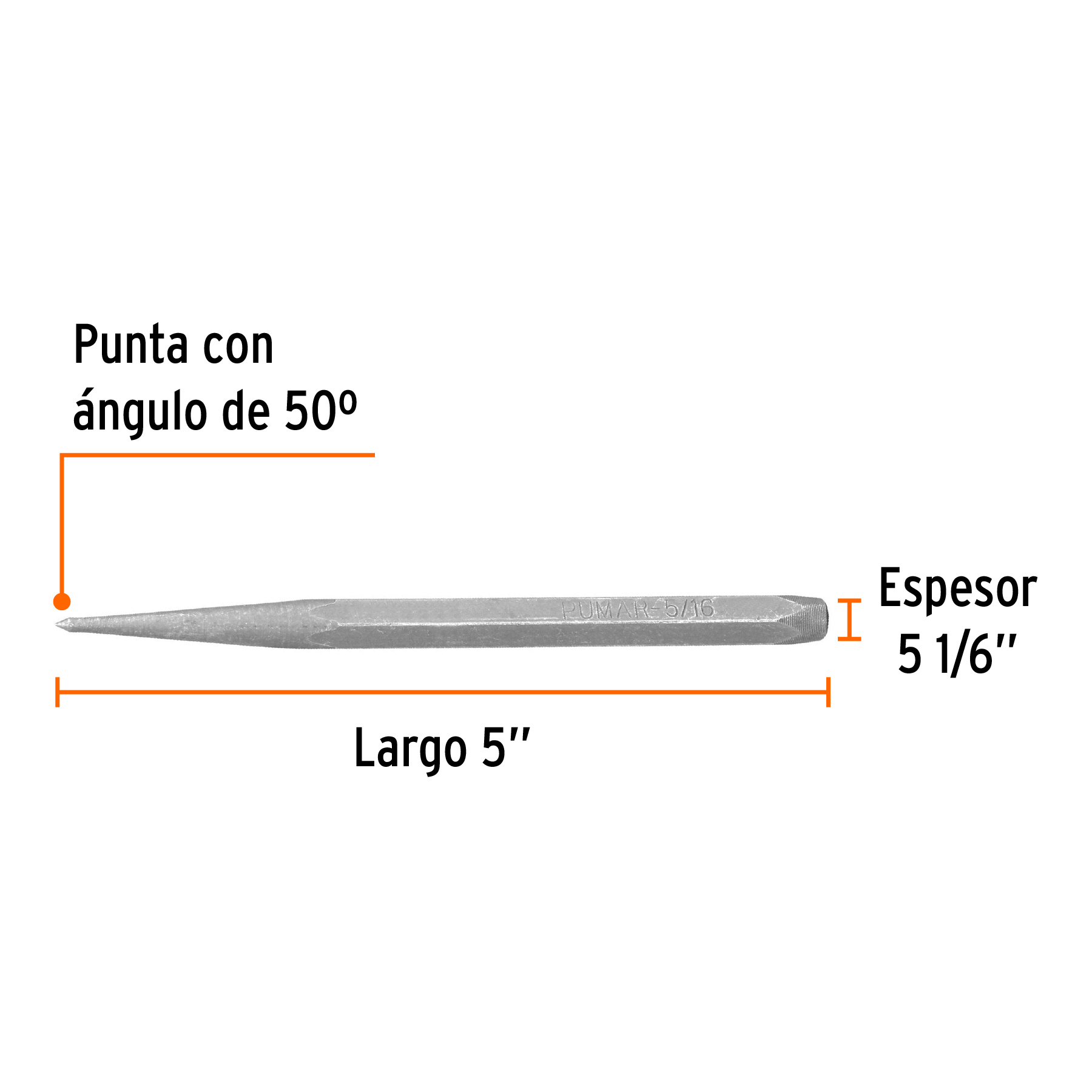 Punzon 5/16" para marcar largo de 5"