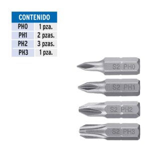 Juego de 7 puntas Phillips combinadas 1" Expert