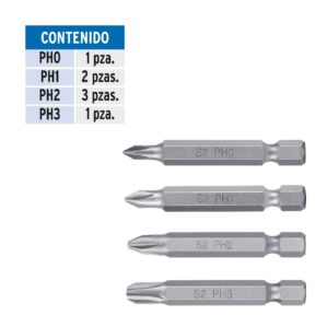 Pack de 7 puntas Cruz Phillips combinadas Largo de 2"