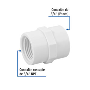 Conector hembra de PVC Hidraulico 3/4