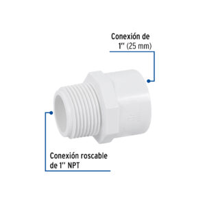 Conector macho de PVC Hidraulico 1