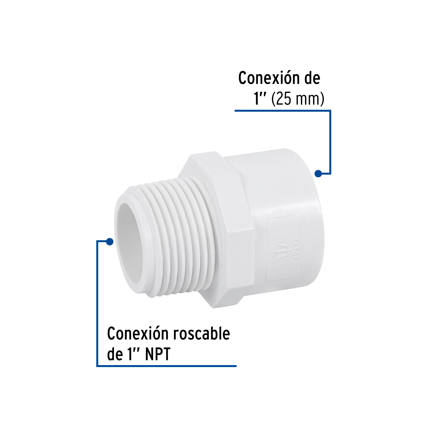 Conector macho de PVC Hidraulico 1"