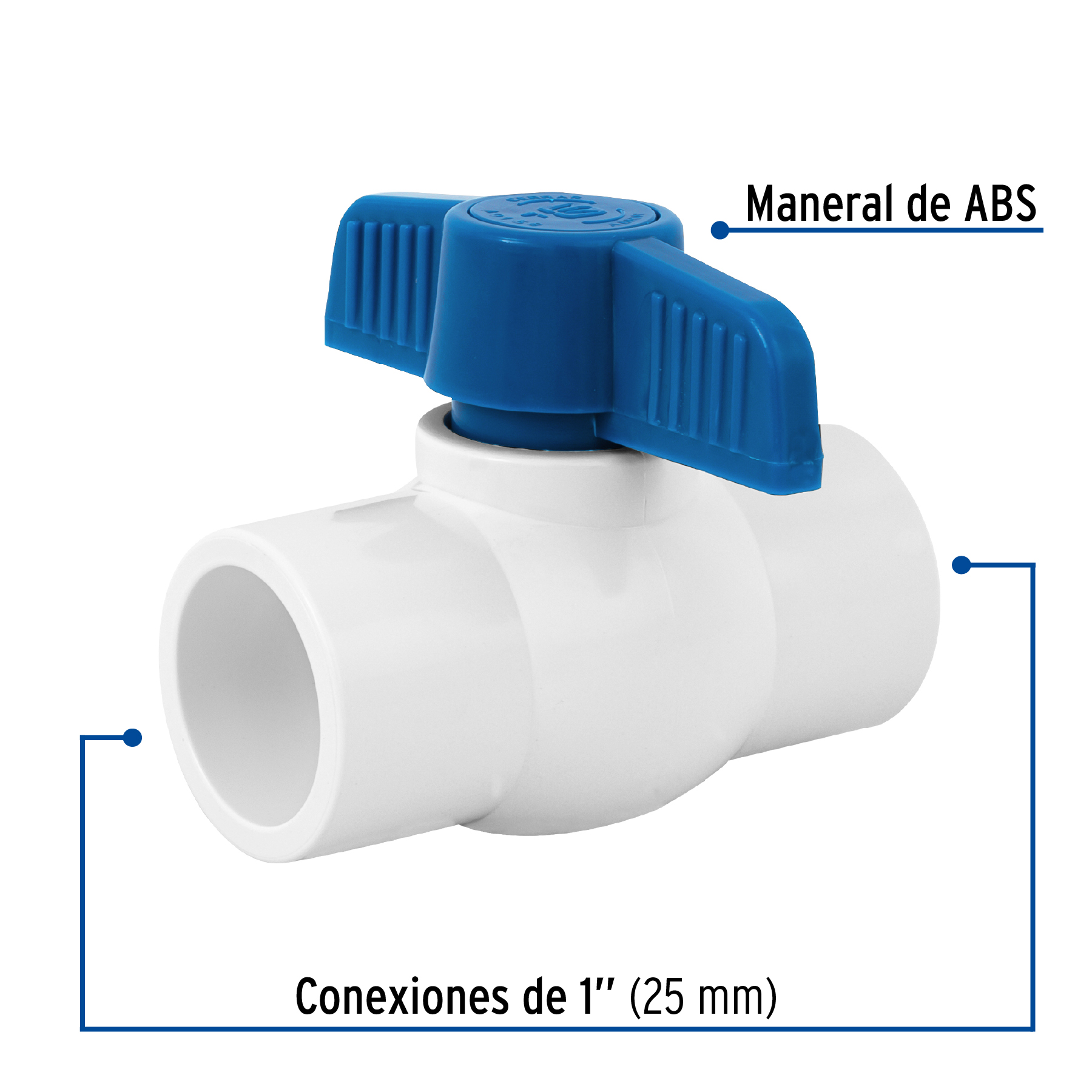 Llave de Paso Valvula de esfera de PVC Hidraulico 1"