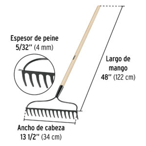 Rastrillo jardinero escoba jardin 14 dientes Pretul