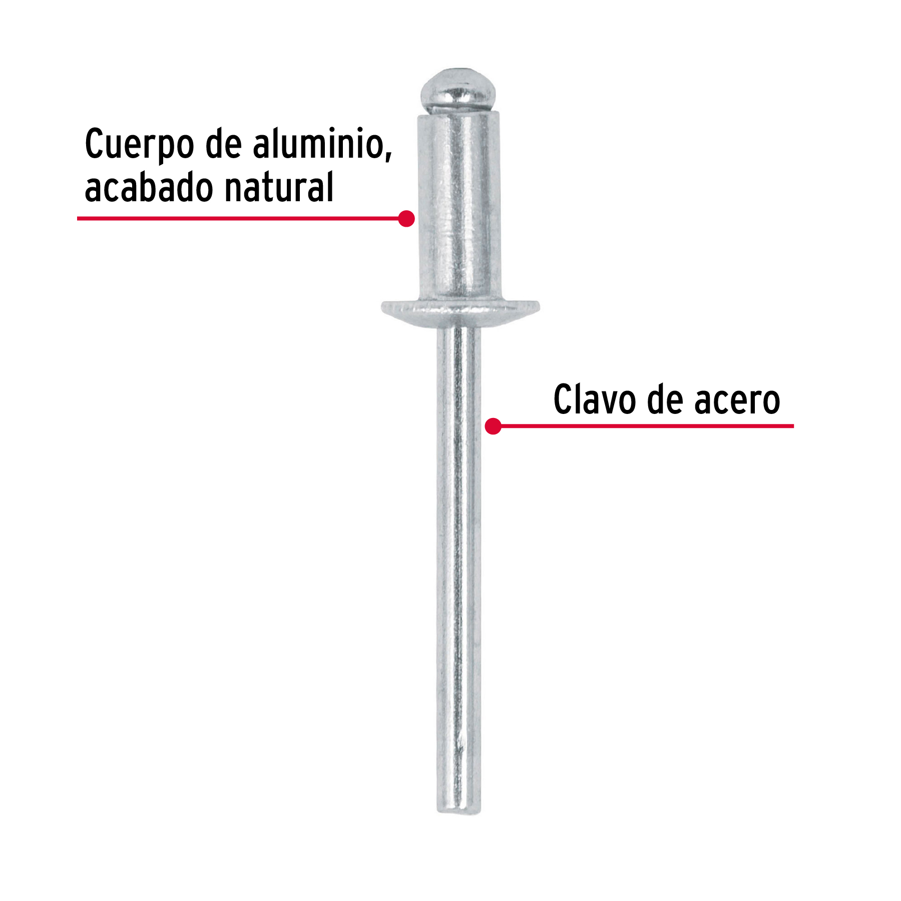 Remaches 3/16"x1/4" bolsa con 50 pzas