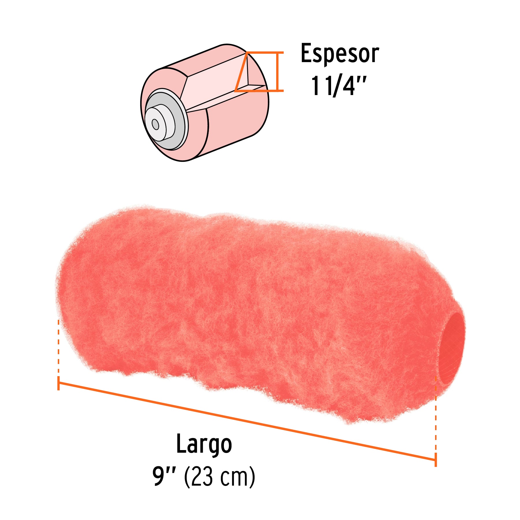 Repuesto rodillo para superficie extra rugosa para pintar felpa 9x1-1/4"